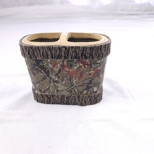 Brown and Green Camouflage Basket Accent